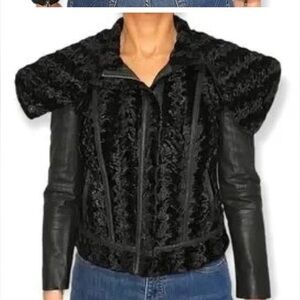 Free People Faux Leather Black Bomber Jacket
